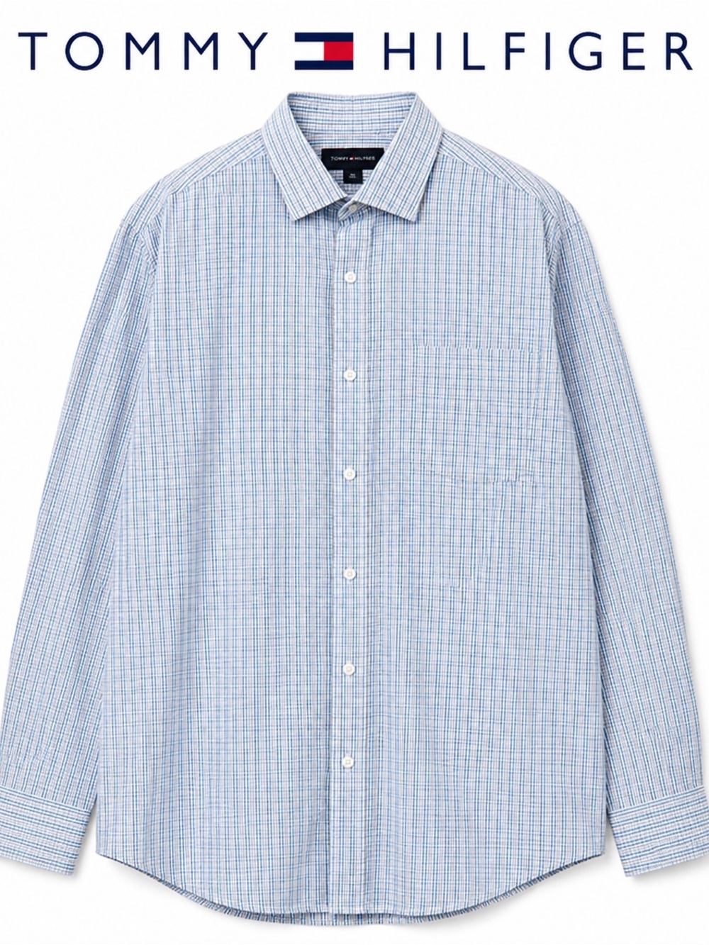Tommy Hilfiger Blue and White Plaid Shirt